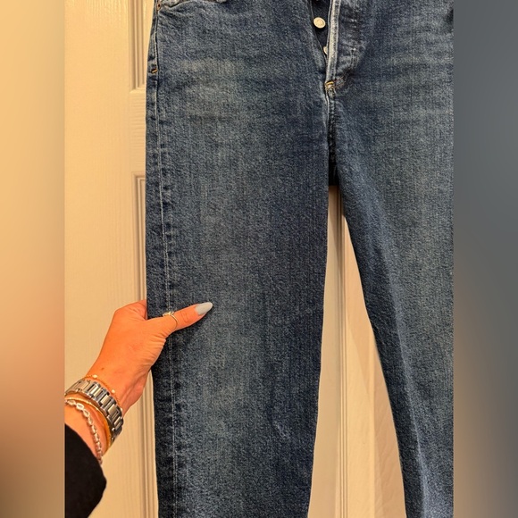 J4. AGOLDE Riley Button Fly Straight Cropped High Waist Jeans - Picture 3 of 10